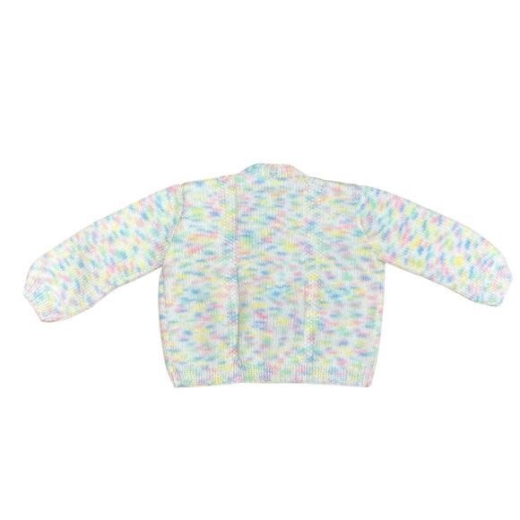 Handmade Knit Baby Pastel Multicolor Button Up Cardigan Sweater Size 3-6 months - Picture 2 of 4